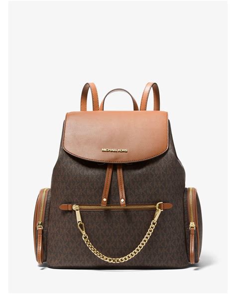 michael kors jet set signature back pack brown|Michael Kors Backpack.